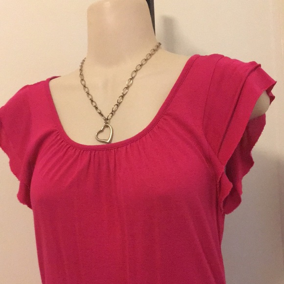 FOREVER USA made vintage Hot pink 100% Modal SOFT Back Tie banded waist tunic S - Picture 17 of 17